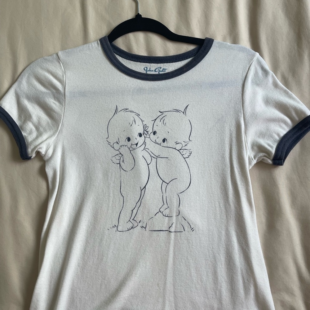 Brandy Melville White and Black Ringer Tee